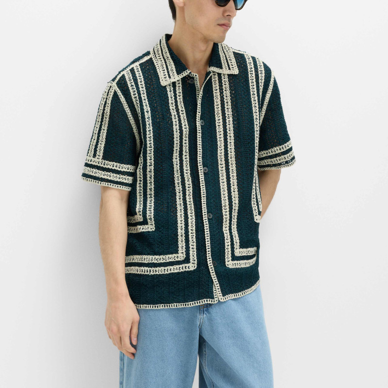 Relaxed Fit Knitted Short Sleeve Shirt