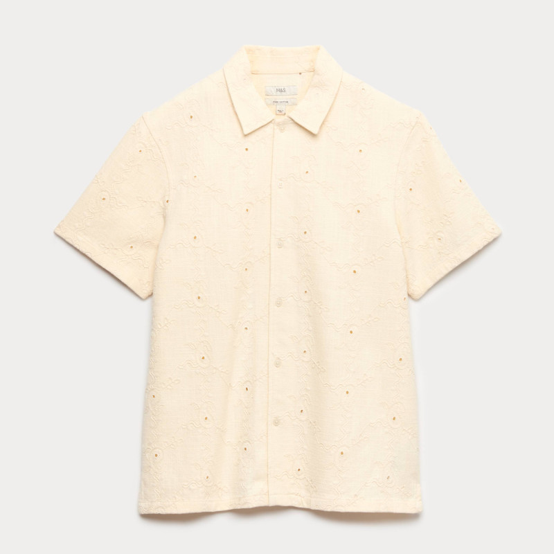 Pure Cotton Embroidered Short Sleeve Shirt Pure Cotton Embroidered Short Sleeve Shirt
