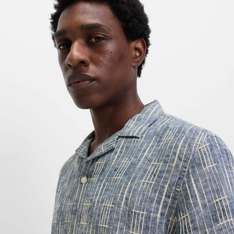 Regular Fit Linen Rich Printed Shirt