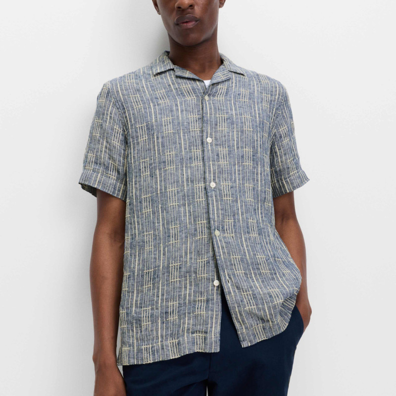 Regular Fit Linen Rich Printed Shirt