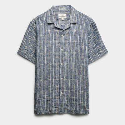 Regular Fit Linen Rich Printed Shirt