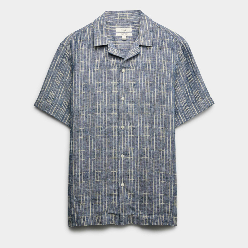 Regular Fit Linen Rich Printed Shirt