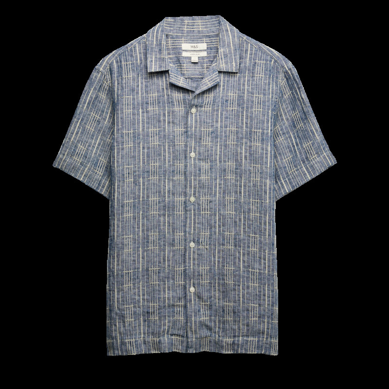 Regular Fit Linen Rich Printed Shirt