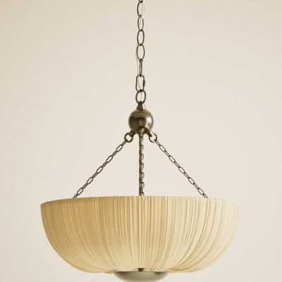 Pleated Fabric Uplighter Pendant Light