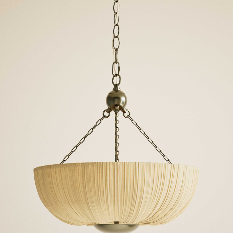 Pleated Fabric Uplighter Pendant Light