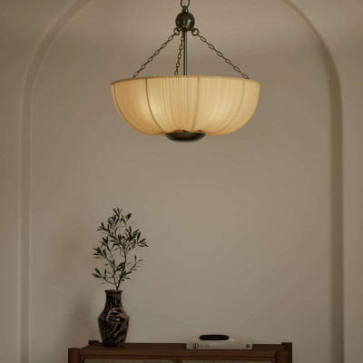 Pleated Fabric Uplighter Pendant Light