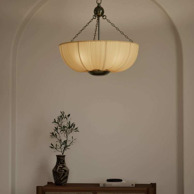 Pleated Fabric Uplighter Pendant Light