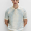 Pure Cotton Textured Striped Knitted Polo Shirt