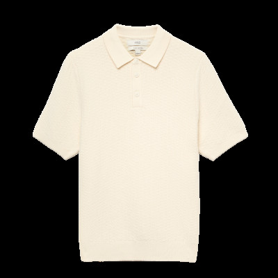 Pure Cotton Textured Striped Knitted Polo Shirt