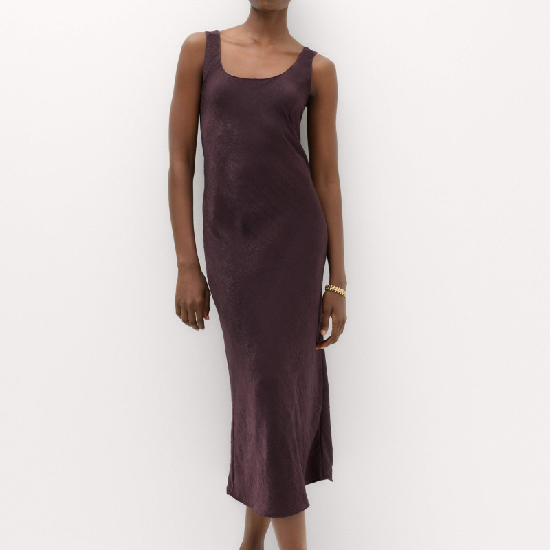 Satin Scoop Neck Midi Slip Dress
