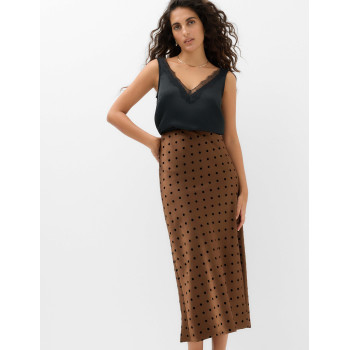 Satin Polka Dot Midi Slip Skirt