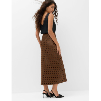 Satin Polka Dot Midi Slip Skirt
