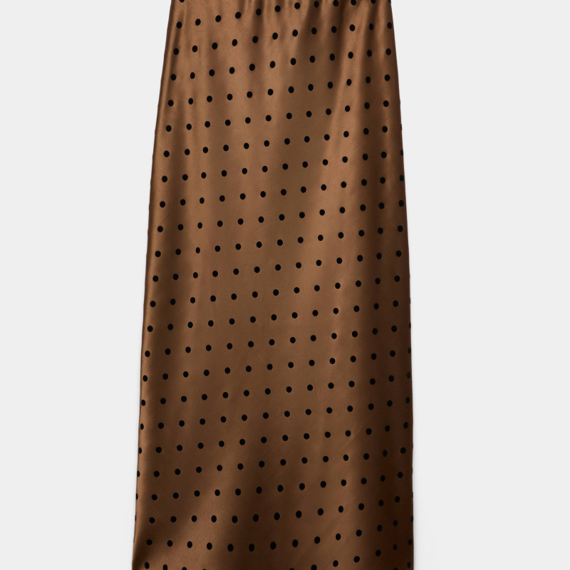 Satin Polka Dot Midi Slip Skirt