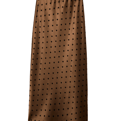 Satin Polka Dot Midi Slip Skirt