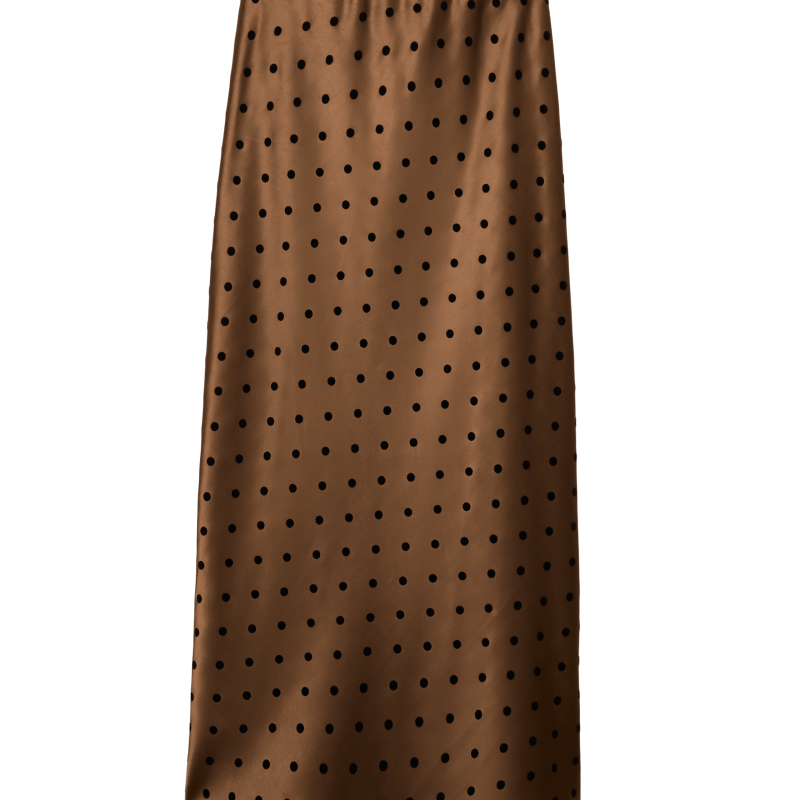Satin Polka Dot Midi Slip Skirt