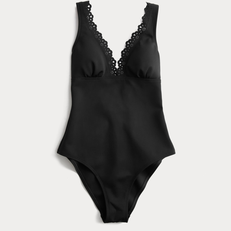 Sculpt Broderie Trim Plunge Swimsuit
