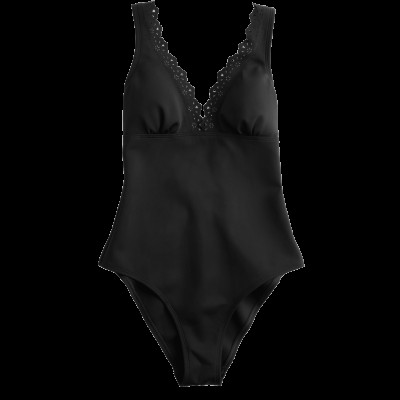 Sculpt Broderie Trim Plunge Swimsuit