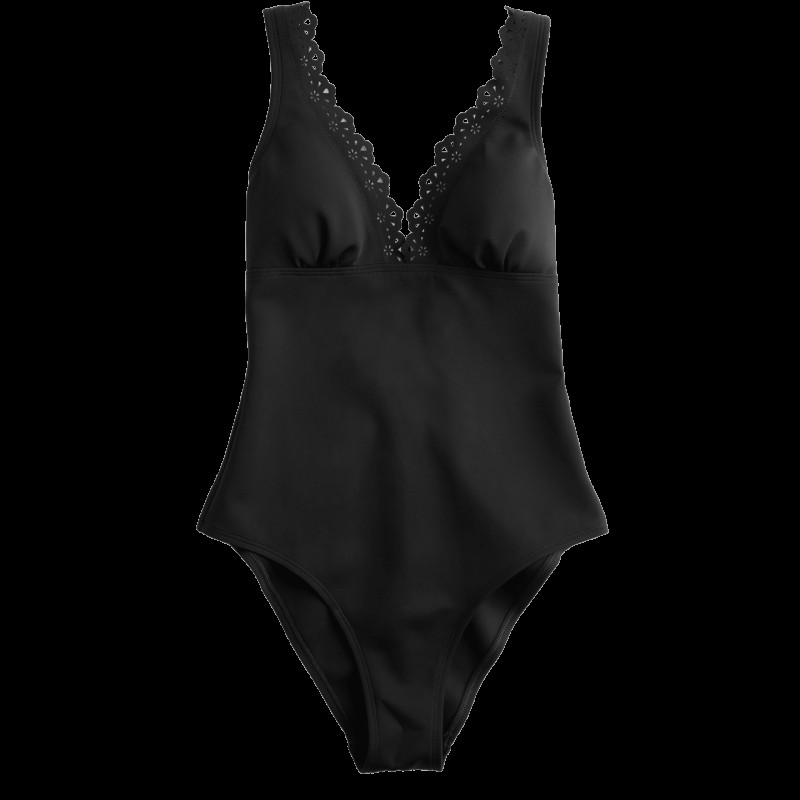 Sculpt Broderie Trim Plunge Swimsuit