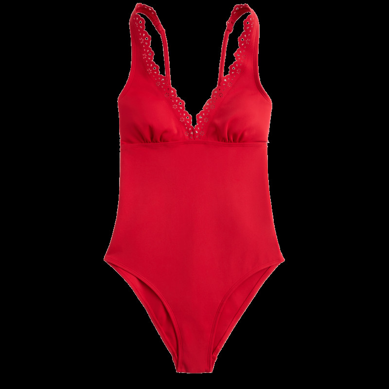 Sculpt Broderie Trim Plunge Swimsuit