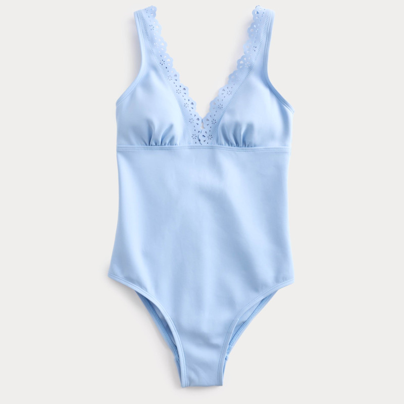 Sculpt Broderie Trim Plunge Swimsuit