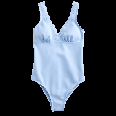 Sculpt Broderie Trim Plunge Swimsuit