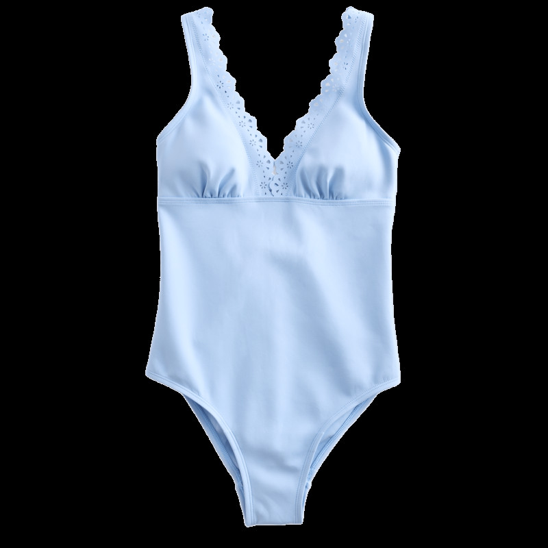 Sculpt Broderie Trim Plunge Swimsuit