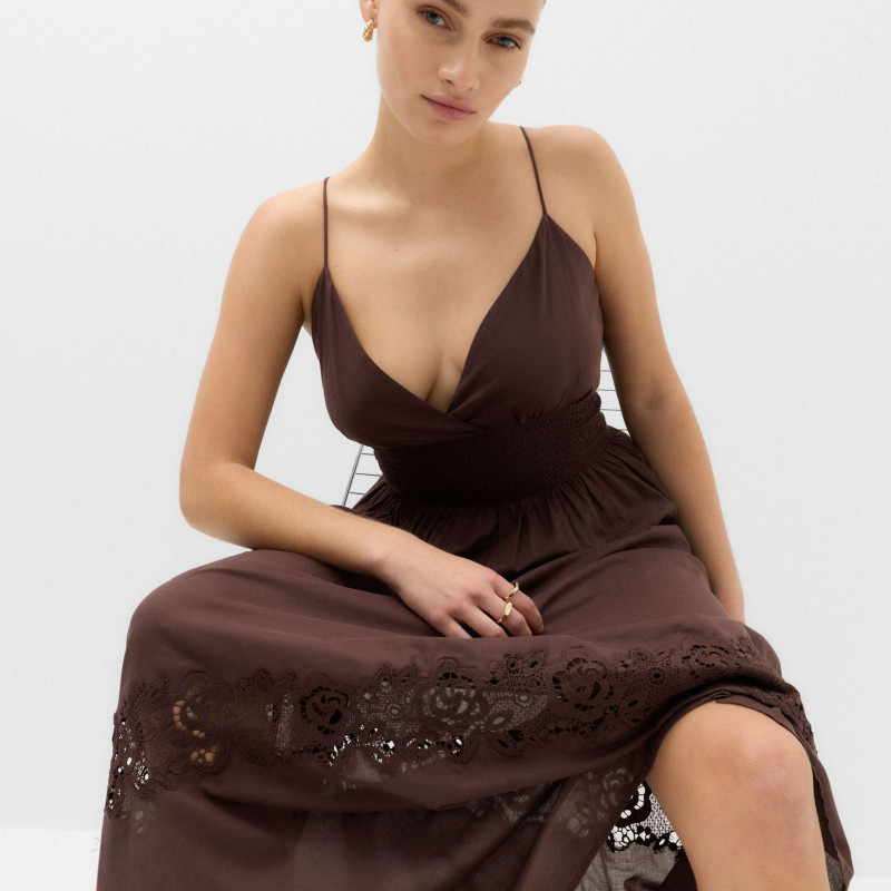 Pure Cotton Lace Insert Beach Dresses