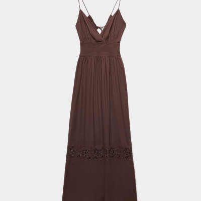 Pure Cotton Lace Insert Beach Dresses
