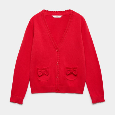 Pure Cotton Bow Pocket Cardigan (3-18 Yrs)