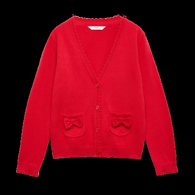 Pure Cotton Bow Pocket Cardigan (3-18 Yrs)