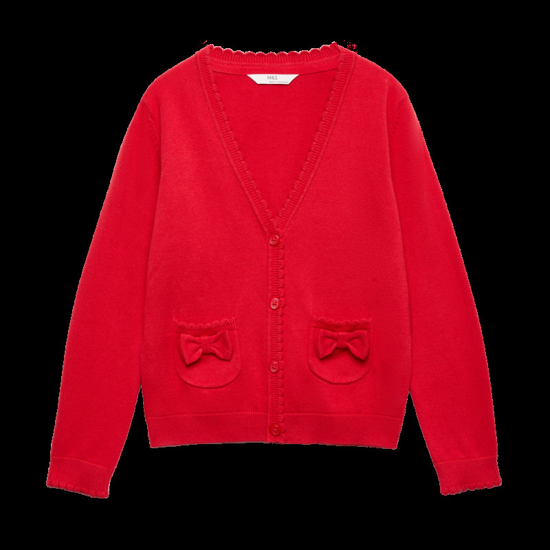 Pure Cotton Bow Pocket Cardigan (3-18 Yrs)