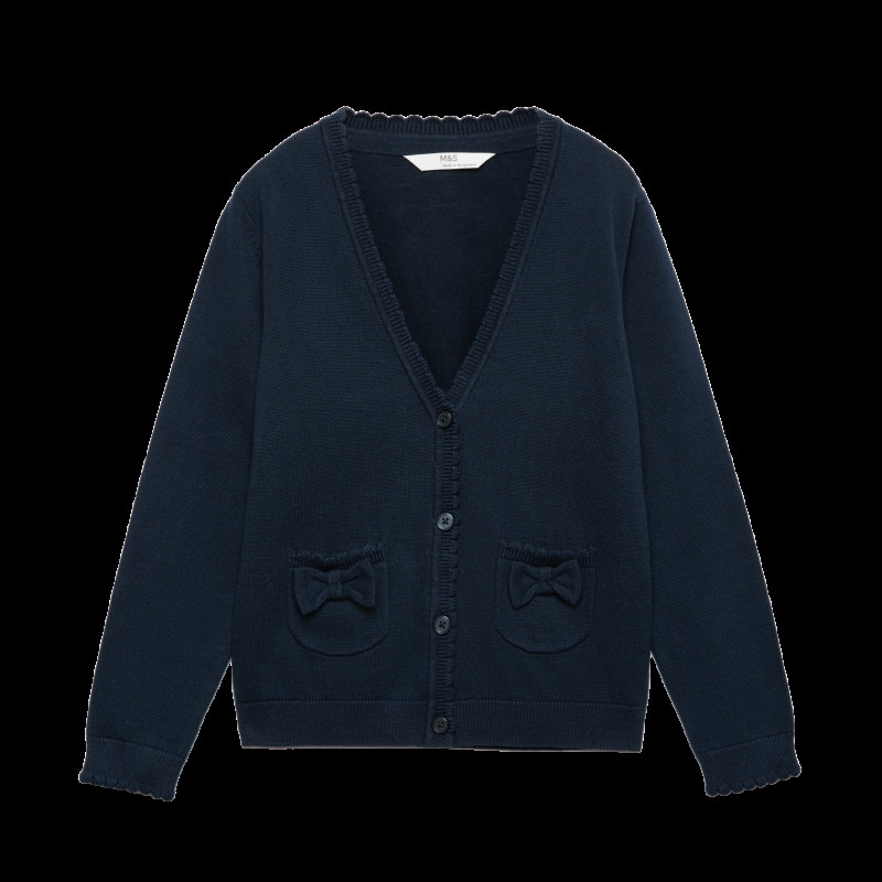 Pure Cotton Bow Pocket Cardigan (3-18 Yrs)