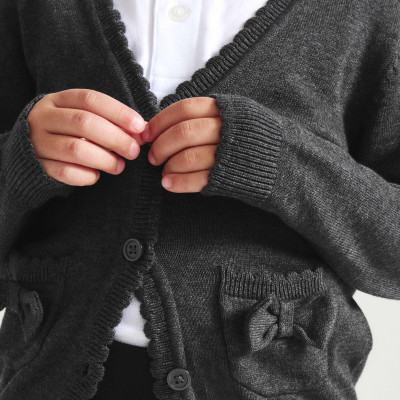 Pure Cotton Bow Pocket Cardigan (3-18 Yrs)