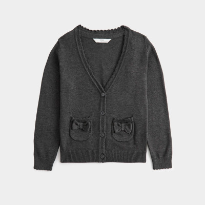 Pure Cotton Bow Pocket Cardigan (3-18 Yrs)