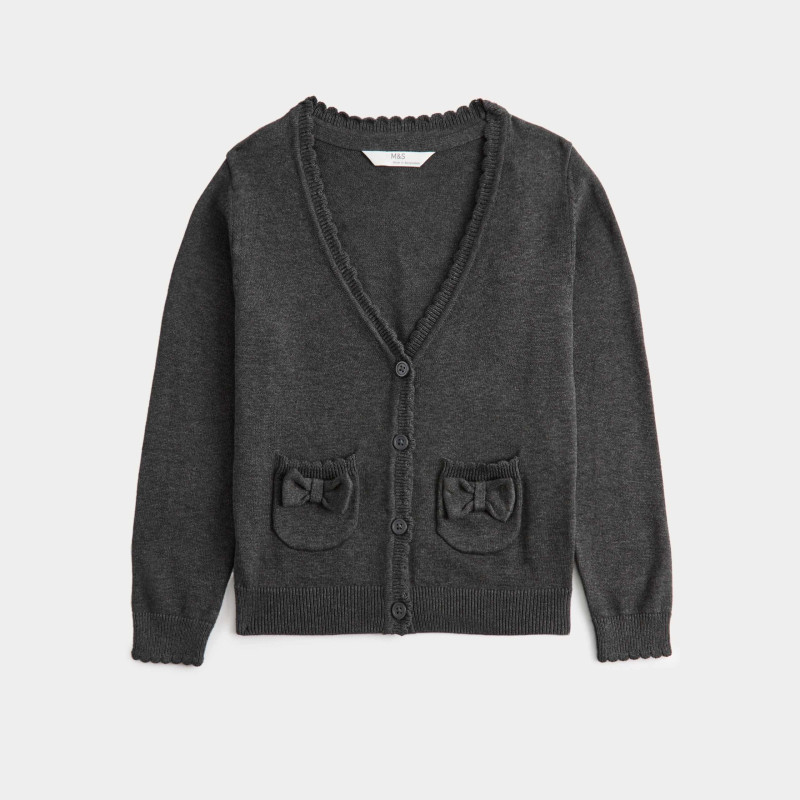 Pure Cotton Bow Pocket Cardigan (3-18 Yrs)