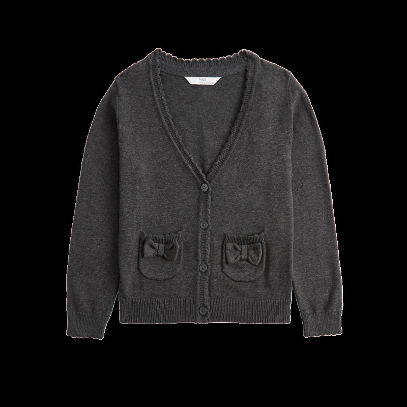 Pure Cotton Bow Pocket Cardigan (3-18 Yrs)
