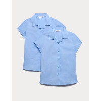 2 Pack Girls' Easy Iron Revere School Shirts (2-16 Yrs)