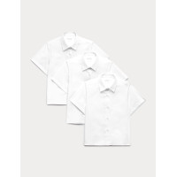 3 Pack Girls' Plus Fit Easy Iron School Shirts (4-18 Yrs)