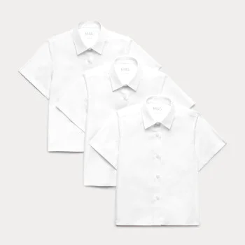 3 Pack Girls' Plus Fit Easy Iron School Shirts (4-18 Yrs)