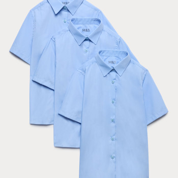 3 Pack Girls' Easy Iron School Shirts (2-16 Yrs)