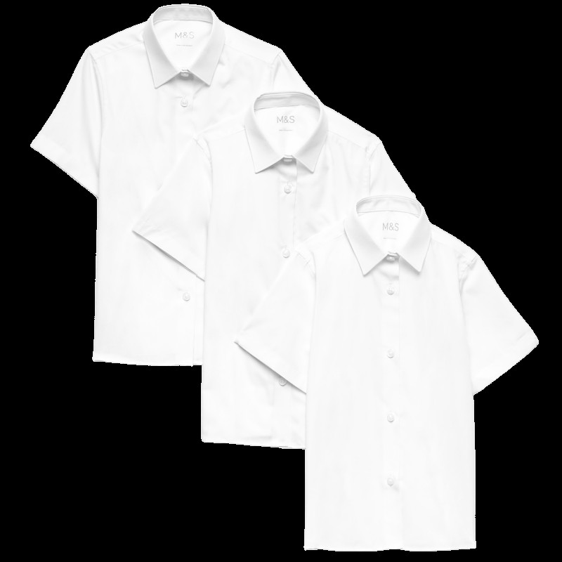 3 Pack Girls' Easy Iron School Shirts (2-16 Yrs)