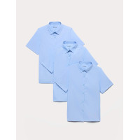 3 Pack Girls' Slim Fit Easy Iron School Shirts (2-16 Yrs)