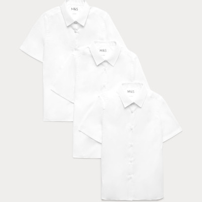 3 Pack Girls' Slim Fit Easy Iron School Shirts (2-16 Yrs)