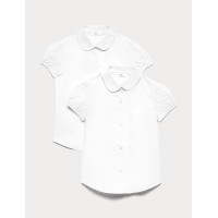 2 Pack Girls' Pintuck Easy Iron School Shirts (2-16 Yrs)