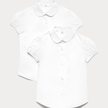 2 Pack Girls' Pintuck Easy Iron School Shirts (2-16 Yrs)