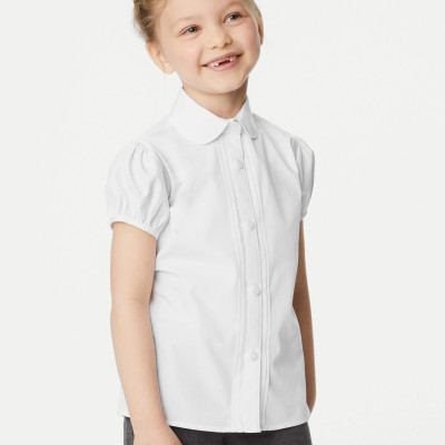 2 Pack Girls' Pintuck Easy Iron School Shirts (2-16 Yrs)