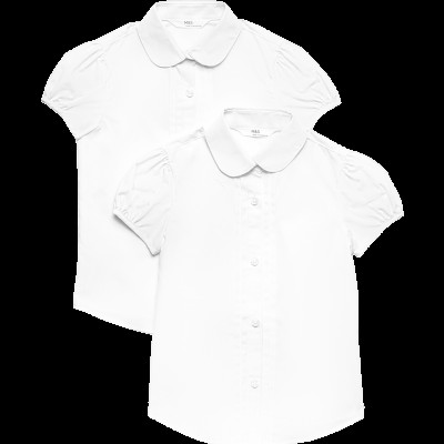 2 Pack Girls' Pintuck Easy Iron School Shirts (2-16 Yrs)