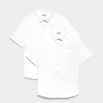 2 Pack Girls' Slim Fit Non-Iron School Shirts (2-18 Yrs)