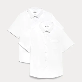 2 Pack Girls' Slim Fit Non-Iron School Shirts (2-18 Yrs)