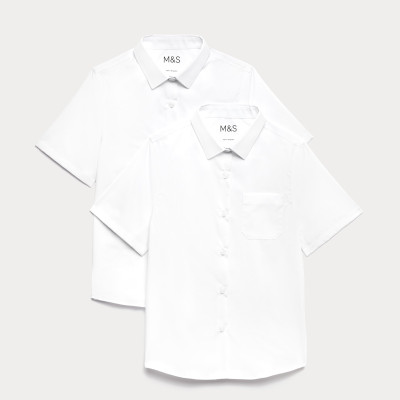 2 Pack Girls' Slim Fit Non-Iron School Shirts (2-18 Yrs)